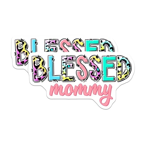 (2 Pack) Blessed Mommy Stickers - Inspirational Quotes - Colorful Lettering - 5" On Longest Side - Sticks to Smooth Flat Surfaces - Made in USA - BMCS7707