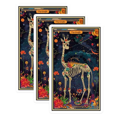 (3 Pack) Giraffe Skeleton Decals - Floral Anatomy - Cosmic Art Decals - 3 Inches On Longest Side - Easy Peel & Apply - Made in USA - 3MCS2452