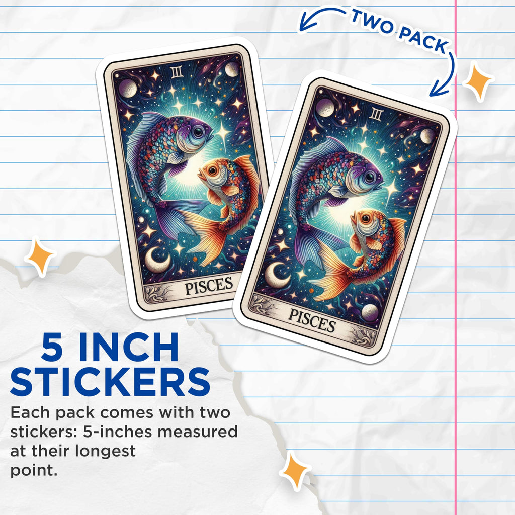 (2 Pack) Pisces Star Constellation Stickers - Astrological Sign Stickers - Zodiac Pisces Fish Stickers - 5" On Longest Side - Sticks to Smooth Flat Surfaces - Made in USA - BMCS5260