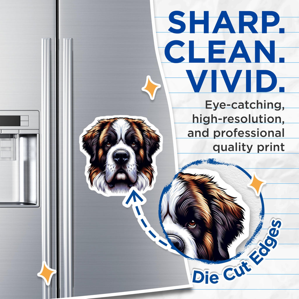 (2 Pack) Saint Bernard Magnets - Dog Breed Art - Refrigerator Decor - 5" On Longest Side - Premium Magnet - for Cars, Refrigerators, Toolboxes, Lockers - Made in USA - MAG15357