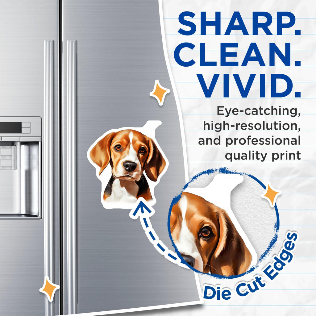 (2 Pack) Beagle Puppy Magnets - Cute Dog Lover Fridge Decor - Pet Animal Enthusiast Accessory - 5 Inches On Longest Side - Thick Durable Magnet - Made in USA - MAG27786