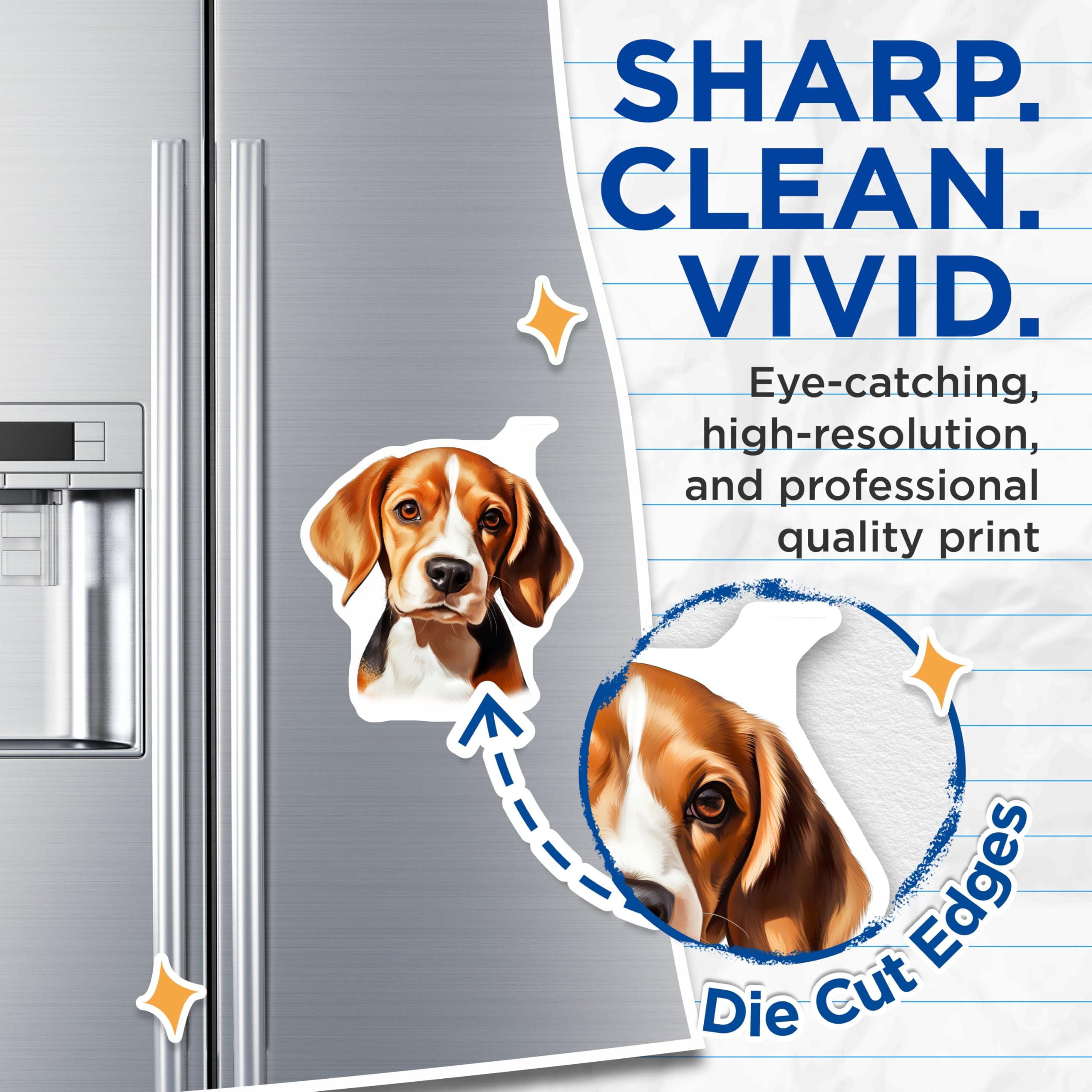 (2 Pack) Beagle Puppy Magnets - Cute Dog Lover Fridge Decor - Pet Animal Enthusiast Accessory - 5 Inches On Longest Side - Thick Durable Magnet - Made in USA - MAG27786