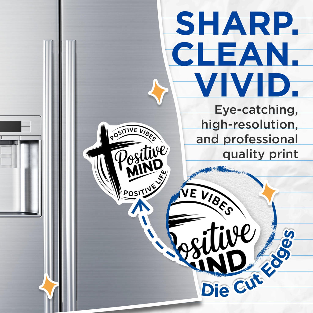 (2 Pack) Christian Magnets - Positive Vibes-Inspirational Magnets - Religious Gift - Cross - 5" On Longest Side - Premium Magnet - for Cars, Refrigerators, Toolboxes, Lockers - Made in USA - MAG15379