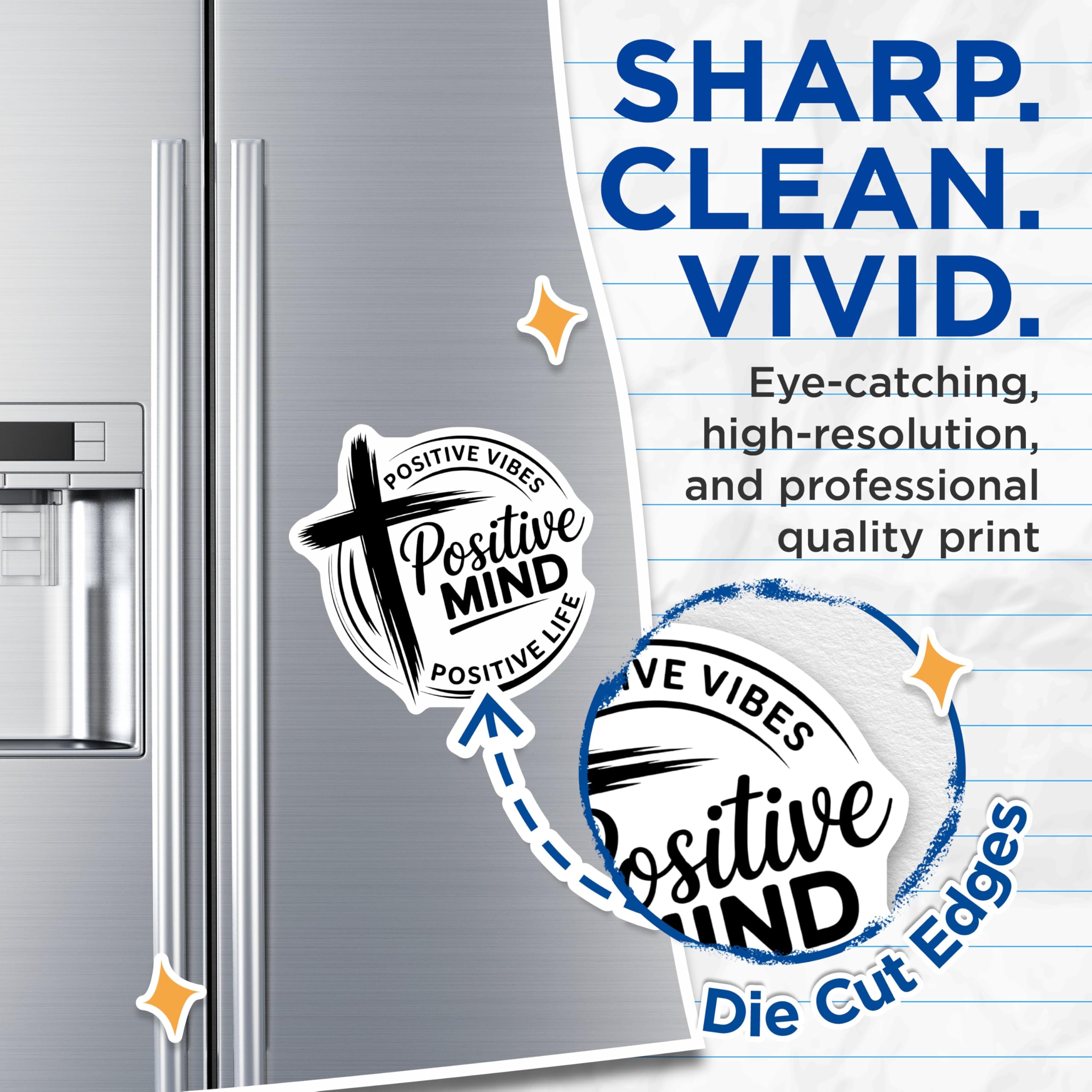 (2 Pack) Christian Magnets - Positive Vibes-Inspirational Magnets - Religious Gift - Cross - 5" On Longest Side - Premium Magnet - for Cars, Refrigerators, Toolboxes, Lockers - Made in USA - MAG15379