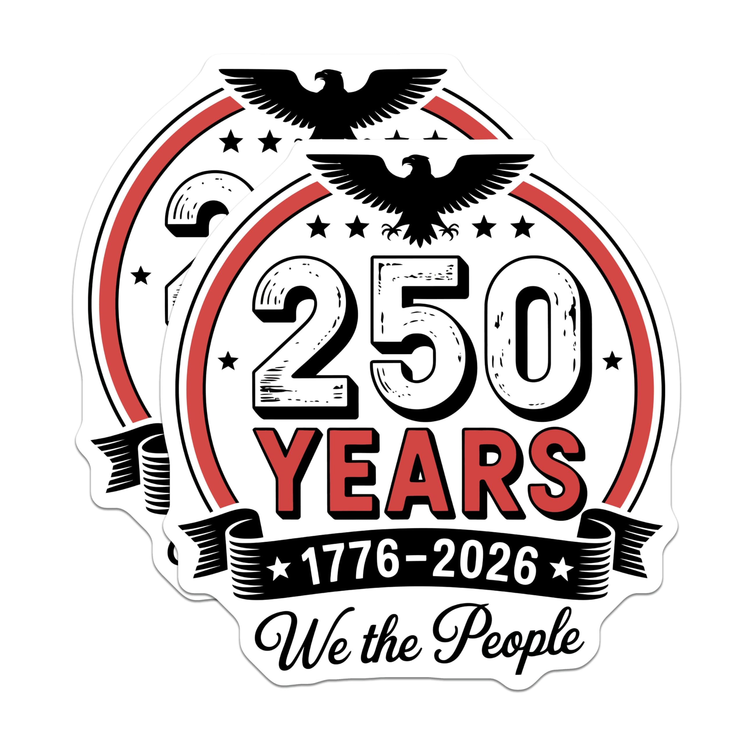 (2 Pack) 250 Years Magnets - We the People 1776-2026 Commemoration - American Patriotism Eagle Declaration History Decor - 5 Inches On Longest Side - Thick Durable Magnet - Made in USA - MAG20492