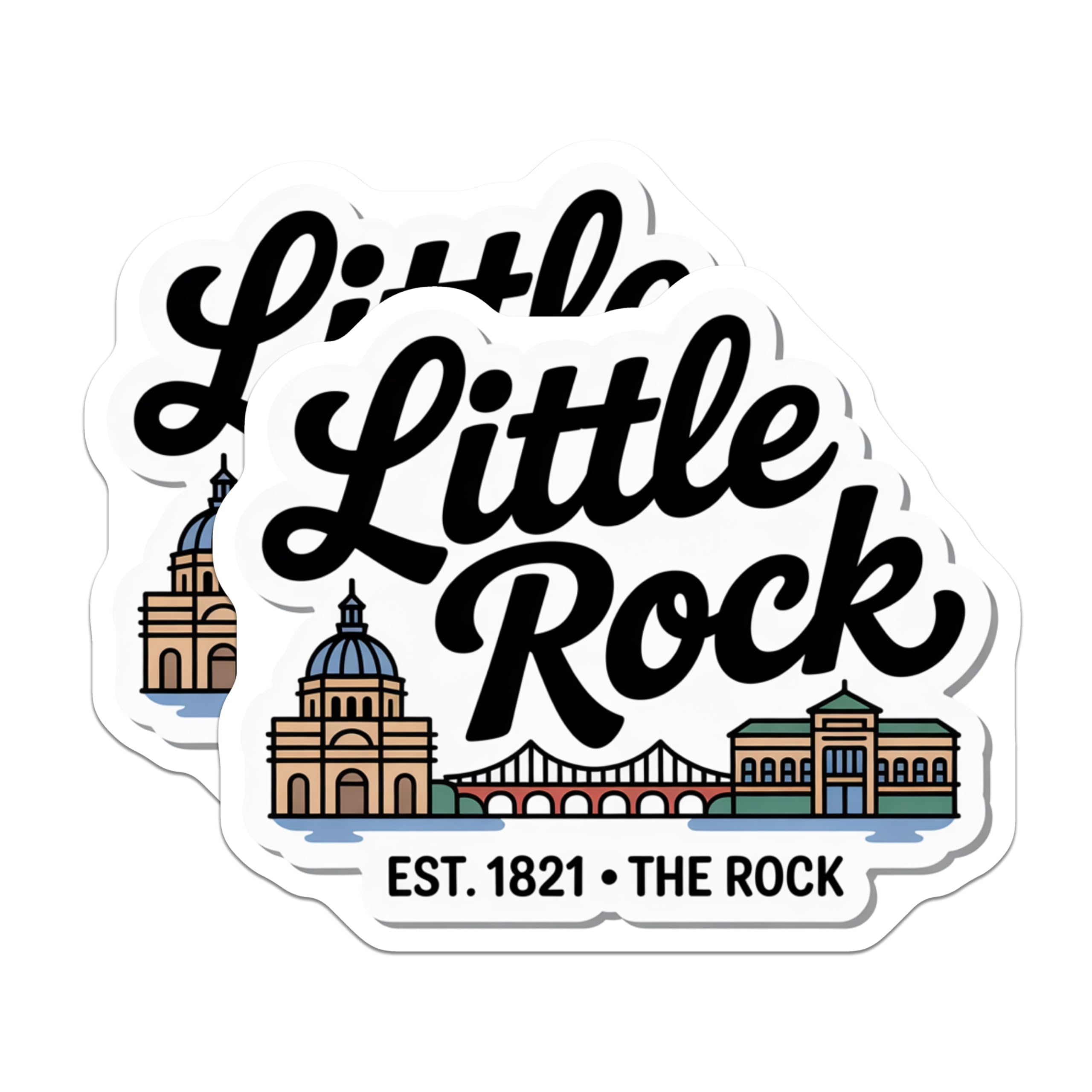 (2 Pack) Little Rock Magnets - Arkansas Souvenir - Cityscape Travel Memorabilia - 5" On Longest Side - Premium Magnet - for Cars, Refrigerators, Toolboxes, Lockers - Made in USA - MAG17999
