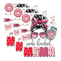 (3 Pack) One Loved Mama Decals - Messy Bun Mom - Heart Sunglasses Decal - 3 Inches On Longest Side - Easy Peel & Apply - Made in USA - 3MCS7238