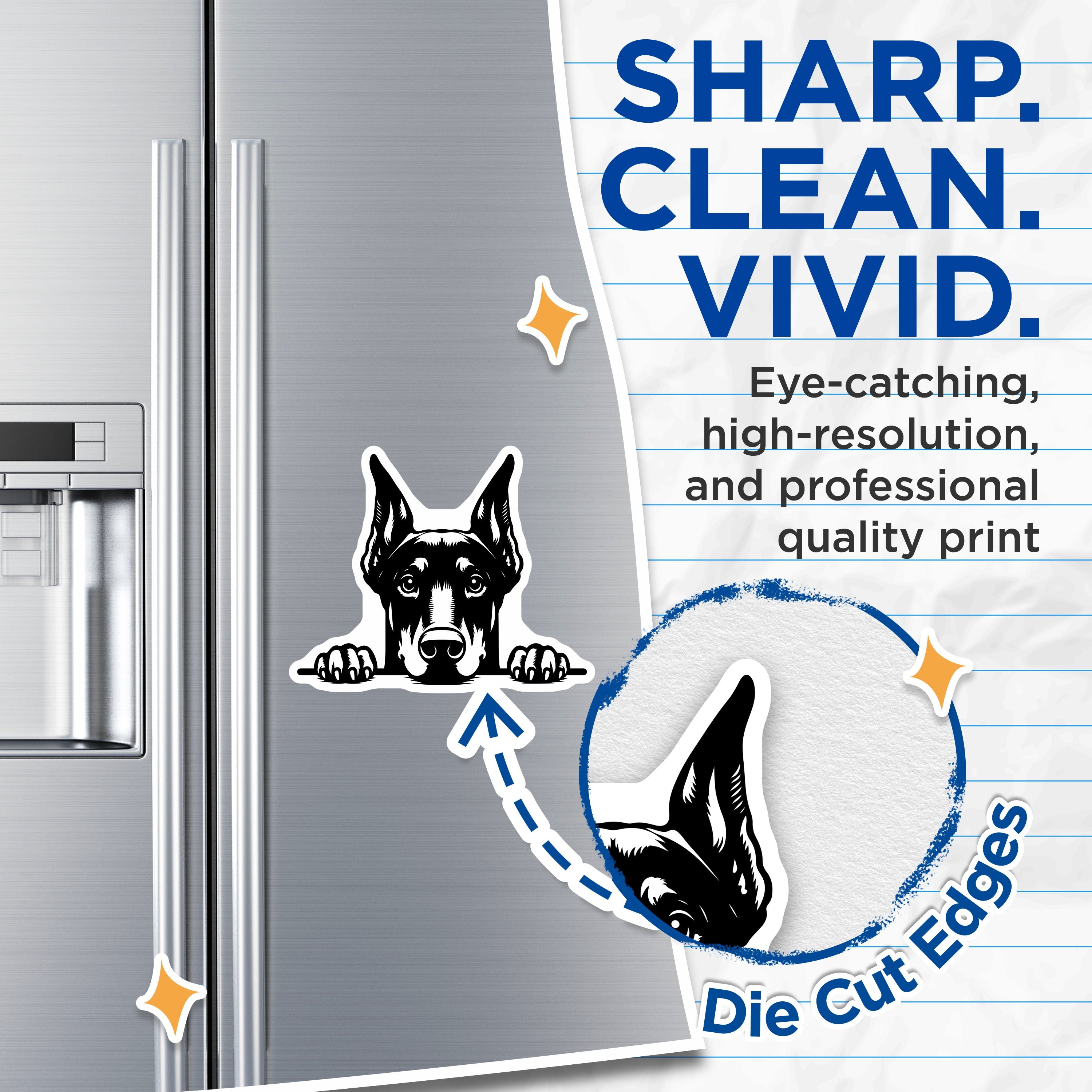 (2 Pack) Doberman Magnets - Doberman Pinscher Art - Dog Lover Decor - Pet Parent Refrigerator Magnets - 5 Inches On Longest Side - Thick Durable Magnet - Made in USA - MAG39794
