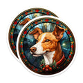 (2 Pack) Stained Glass Dog Magnets - Christmas Pet Decor - Jack Russell Dog Mom - 5 Inches On Longest Side - Thick Durable Magnet - Made in USA - MAG27468
