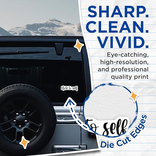 (2 Pack) Note to Self Stickers - Inspirational Quote - Motivational Reminder - 5" On Longest Side - Sticks to Smooth Flat Surfaces - Made in USA - BMCS7044