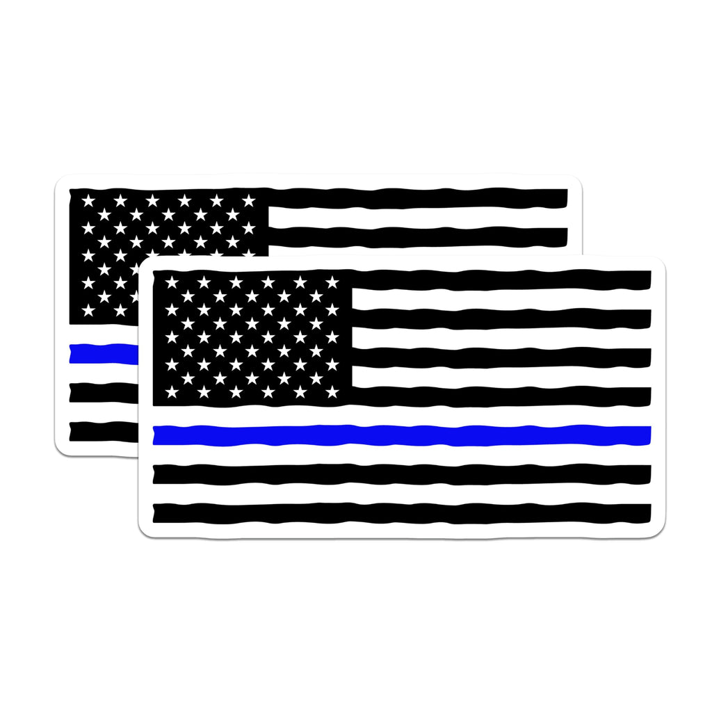 (2 Pack) Thin Blue Line Magnets - Police Support USA Flag - Law Enforcement Appreciation - Officer Patriotism Decal - 5 Inches On Longest Side - Thick Durable Magnet - Made in USA - MAG21251