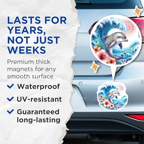 (2 Pack) Ocean Wave Decor Magnet - 5" On Longest Side - Sticks to Smooth Flat Surfaces - Made in USA - MAG9485