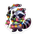 (2 Pack) Christmas Raccoon Magnets - Cute Holiday Animal Decor - Kawaii Festive Fridge Magnet - Winter Wonderland Critter - Stocking Stuffer - 5" - Thick Durable Magnet - Made in USA - MAG39178
