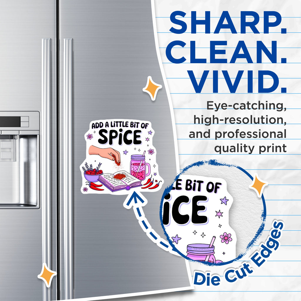 (2 Pack) Add A Little Bit of Spice Magnets - Kitchen Decor - Cooking Humor - Foodie Refrigerator Accent - 5 Inches On Longest Side - Thick Durable Magnet - Made in USA - MAG39717