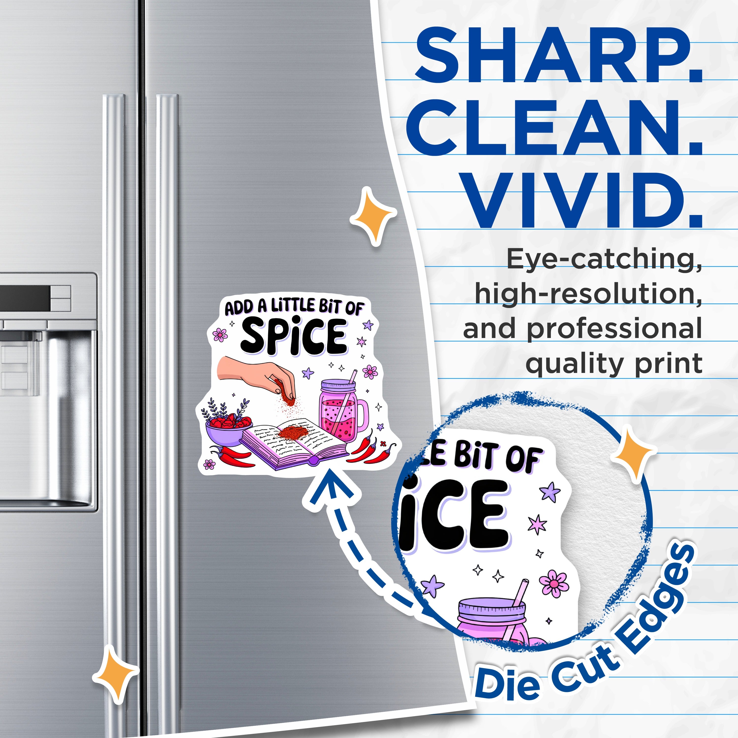 (2 Pack) Add A Little Bit of Spice Magnets - Kitchen Decor - Cooking Humor - Foodie Refrigerator Accent - 5 Inches On Longest Side - Thick Durable Magnet - Made in USA - MAG39717