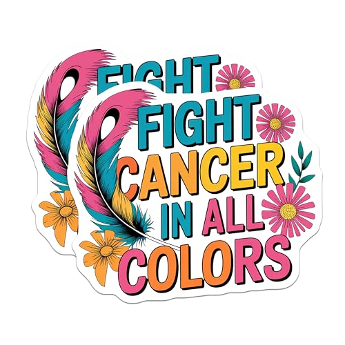 (2 Pack) Fight Cancer in Magnets Magnets - Inspirational Strength Magnet - Cancer Awareness Magnet - 5" On Longest Side - Made in USA - Sticks to Refrigerators & Metal Surfaces - MAG8749