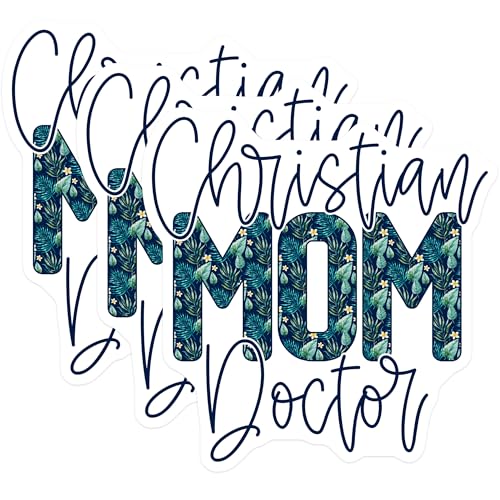 (3 Pack) Christian Mom Doctor Decals - Floral Mom Decal - Tropical Flower Stickers - 3 Inches On Longest Side - Easy Peel & Apply - Made in USA - 3MCS8102