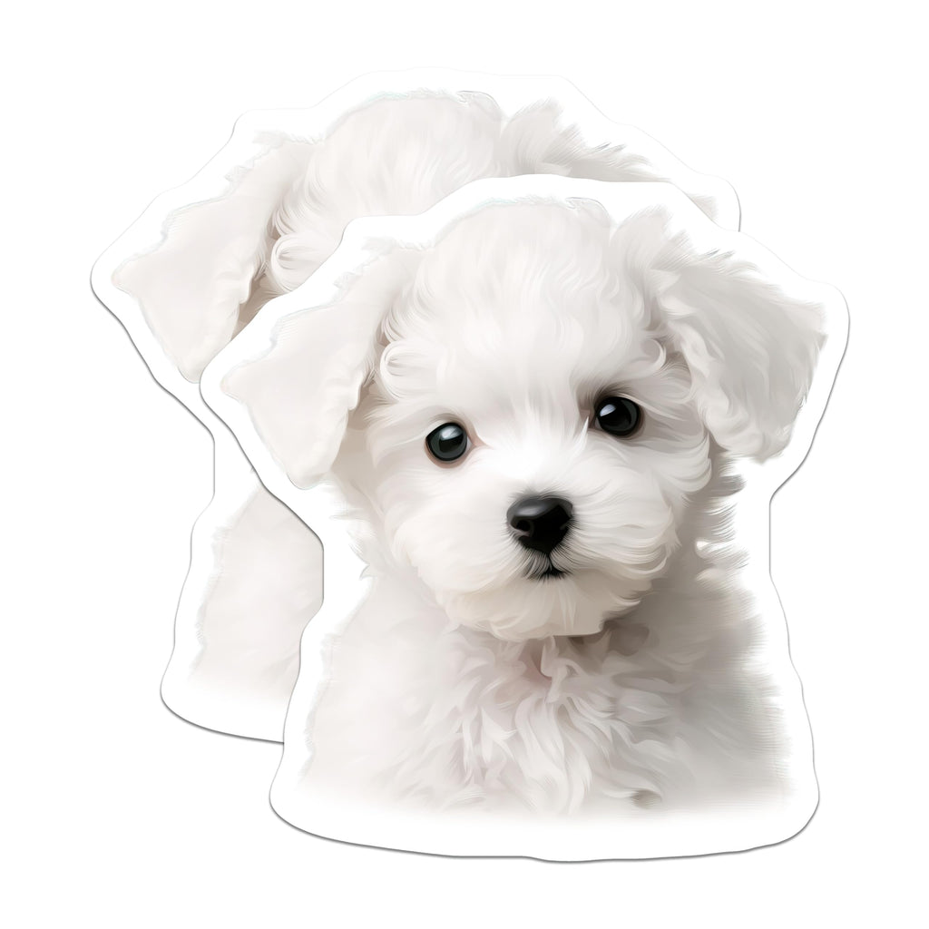 (2 Pack) Bichon Frise Puppy Magnets - Cute White Dog Decor - Fluffy Pet Animal Refrigerator Magnets - 5 Inches On Longest Side - Thick Durable Magnet - Made in USA - MAG23932