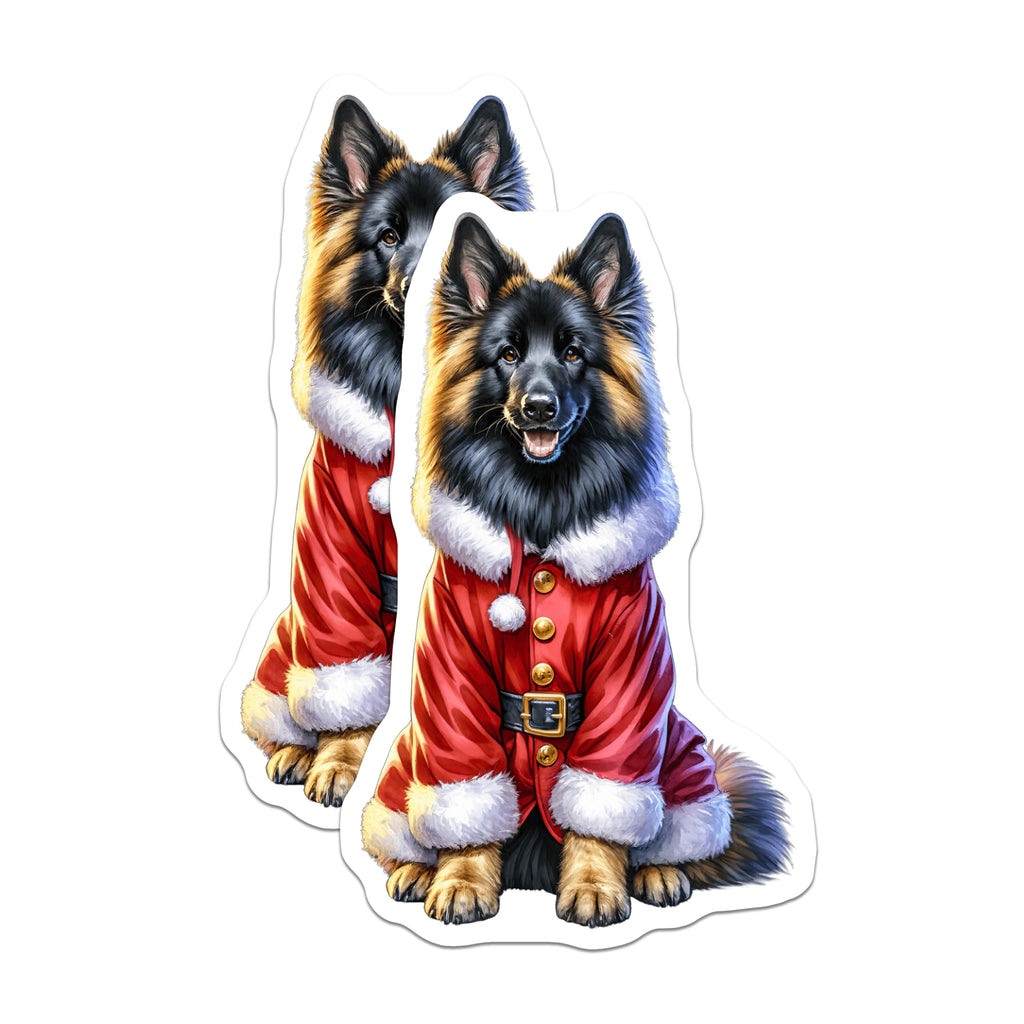 (2 Pack) German Shepherd Christmas Magnets - Santa Dog Holiday Decor - Pet Lover Present for Fridge - 5 Inches On Longest Side - Thick Durable Magnet - Made in USA - MAG30568