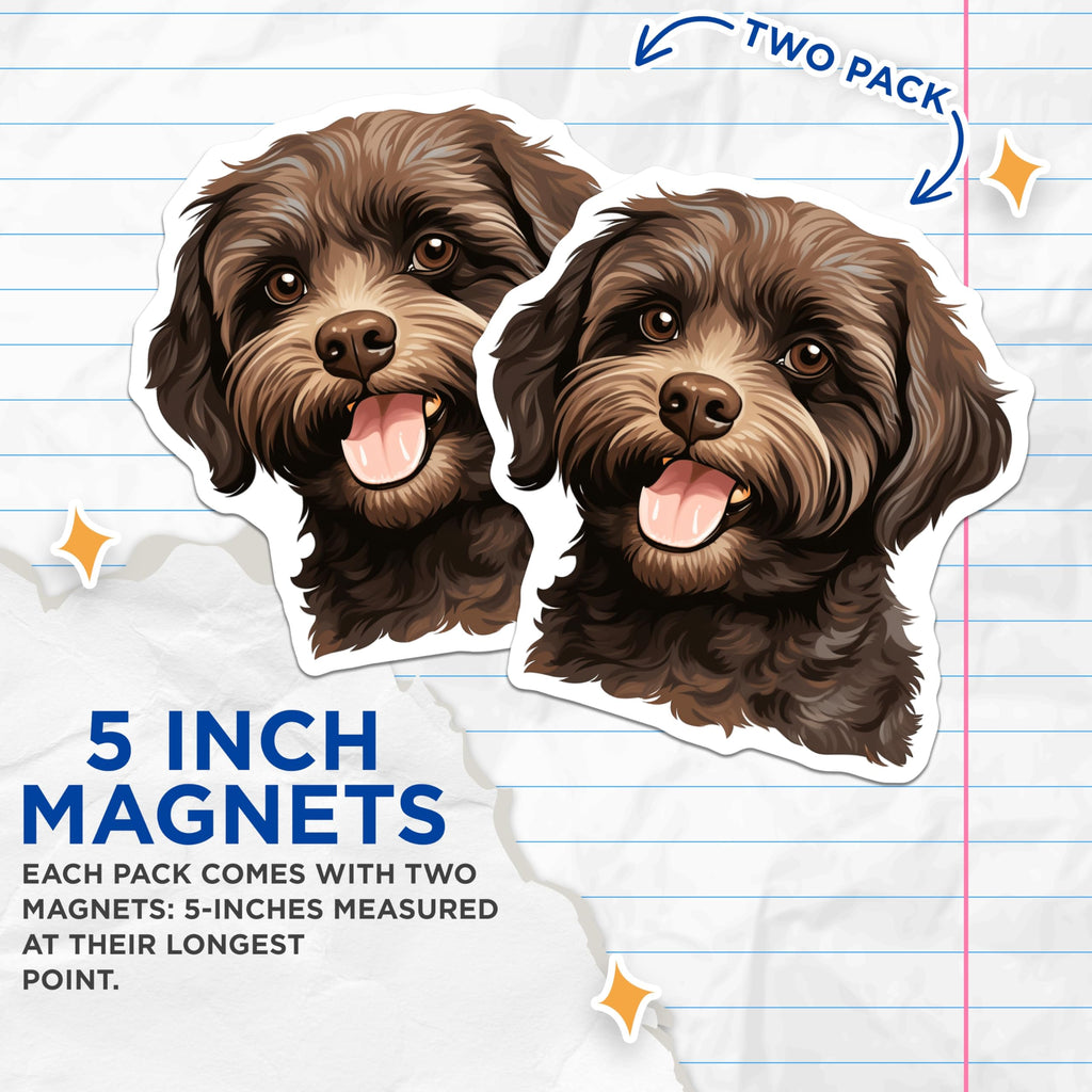 (2 Pack) Adorable Doodle Dog Magnets - Pet Lover Refrigerator Decor - Dog Mom Dad Kitchen Accessory - 5 Inches On Longest Side - Thick Durable Magnet - Made in USA - MAG26303