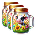 (3 Pack) Cow in Jar Decals - Cute Animal Stickers - Laptop Decal - 3 Inches On Longest Side - Easy Peel & Apply - Made in USA - 3MCS8149