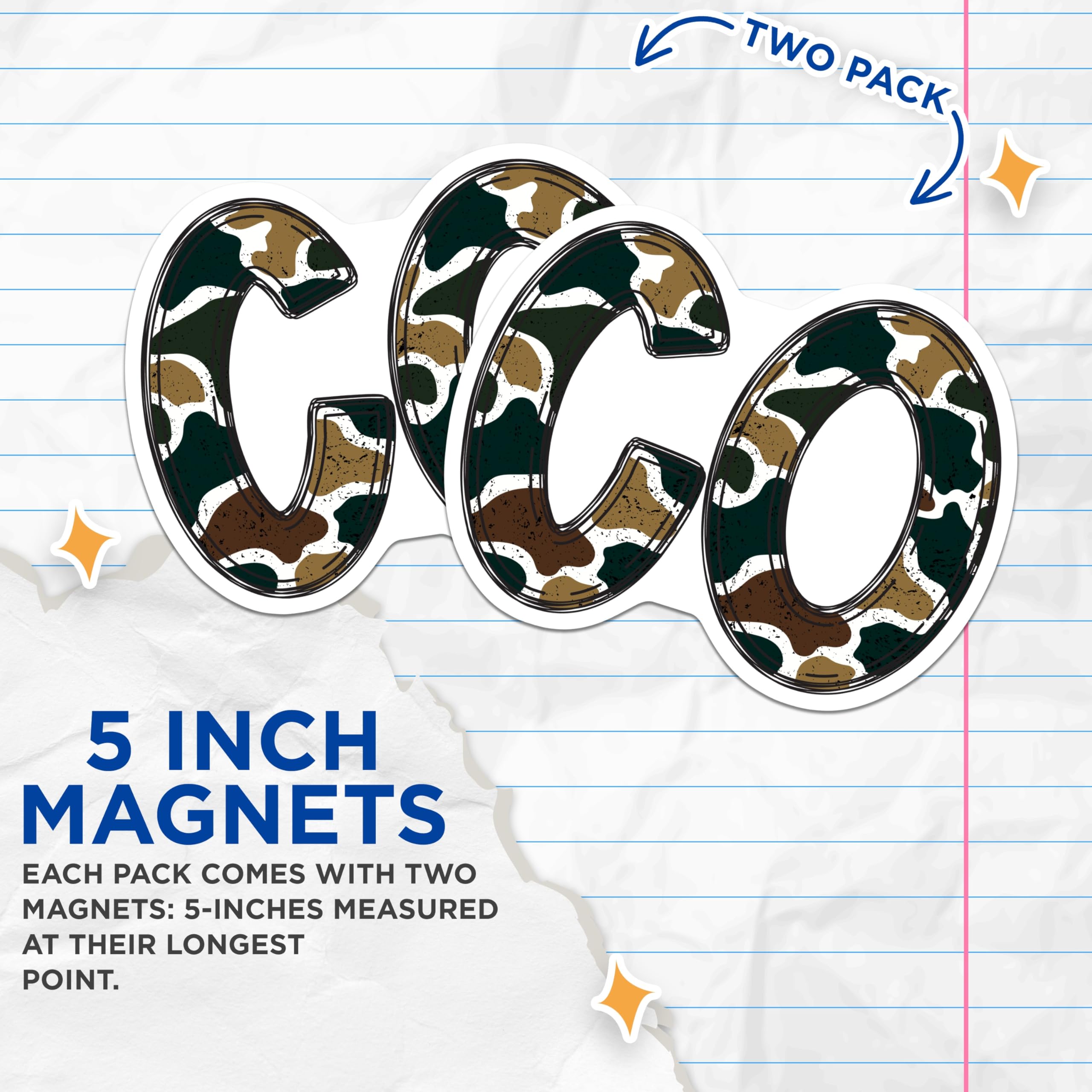 (2 Pack) Camouflage GO Magnets - Motivational Adventure Decor - Outdoor Enthusiast Style - 5 Inches On Longest Side - Thick Durable Magnet - Made in USA - MAG22025