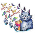 (3 Pack) Funny Cat Decals - Sip Happens - Cocktail Lover Decals - 3 Inches On Longest Side - Easy Peel & Apply - Made in USA - 3MCS7323