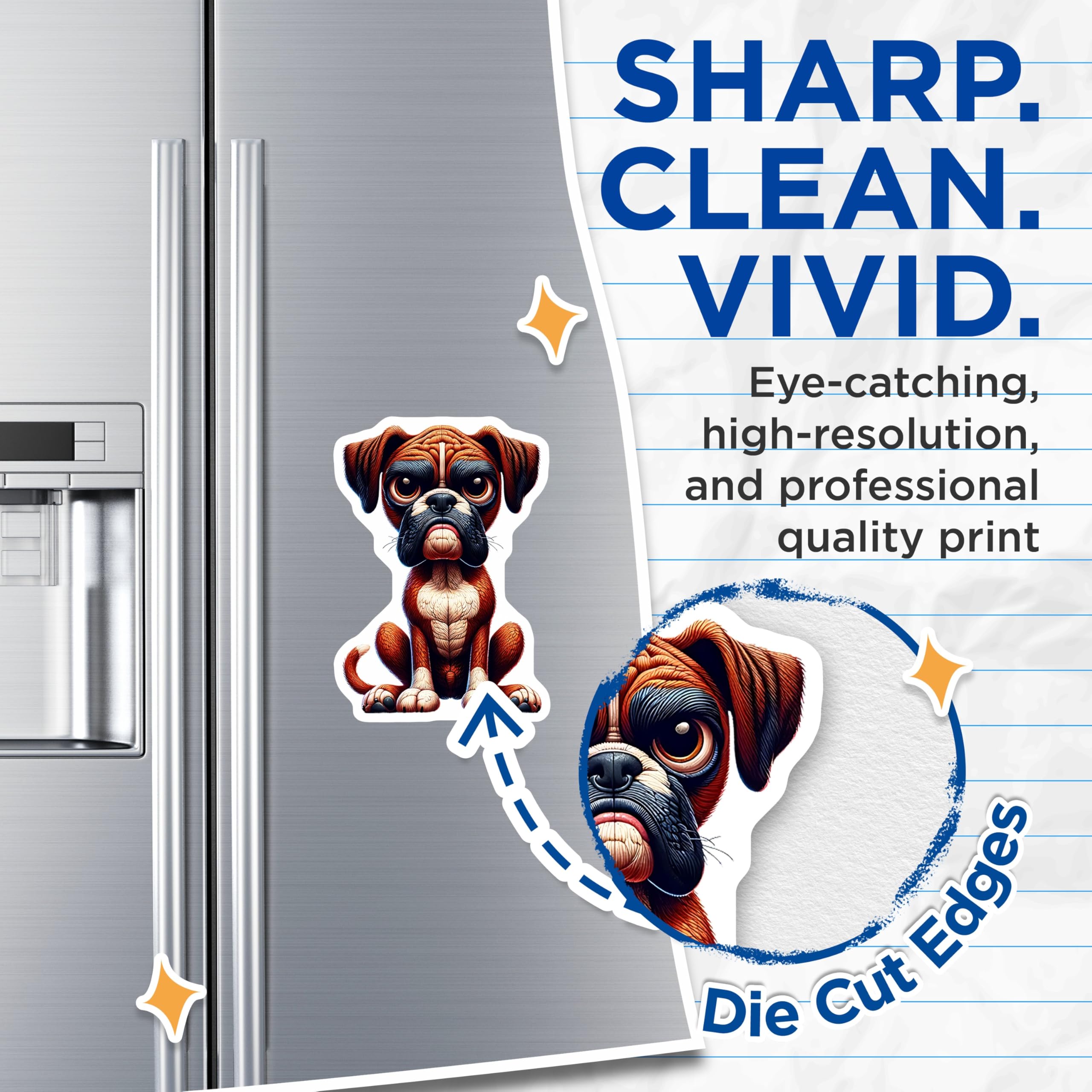 (2 Pack) Boxer Dog Magnets - Cute Dog Breed - Fridge Decor - 5" On Longest Side - Premium Magnet - for Cars, Refrigerators, Toolboxes, Lockers - Made in USA - MAG15133