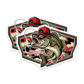(2 Pack) Bass Fishing Magnets - Fish in Cap with Glasses - Quirky Angler Art - 5" On Longest Side - Premium Magnet - for Cars, Refrigerators, Toolboxes, Lockers - Made in USA - MAG16758