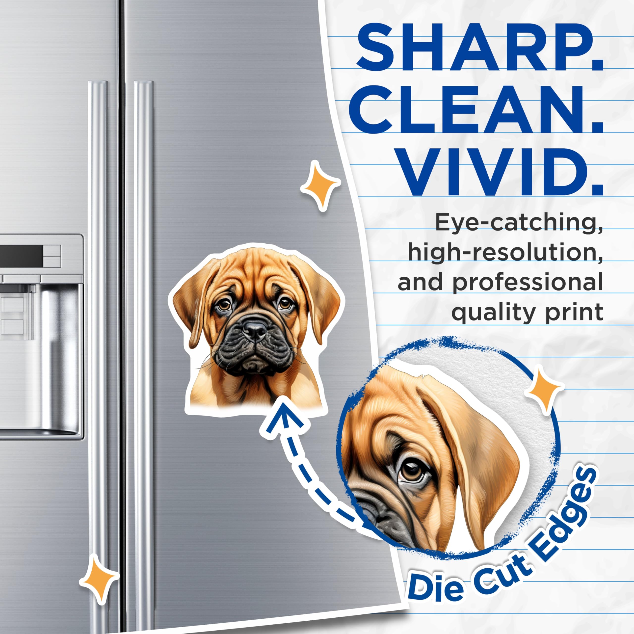 (2 Pack) Bullmastiff Puppy Magnets - Cute Dog Decor - Pet Lover Accessory - Fridge Locker Magnet - 5 Inches On Longest Side - Thick Durable Magnet - Made in USA - MAG24896