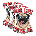 (3 Pack) Pug Life Decals - Cool Dog - Dog Chose Me - Laptop Decals - 3 Inches On Longest Side - Easy Peel & Apply - Made in USA - 3MCS7290
