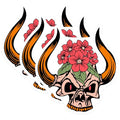 (3 Pack) Skull with Horns Decals - Floral Skull - Laptop Decals - 3 Inches On Longest Side - Easy Peel & Apply - Made in USA - 3MCS4299