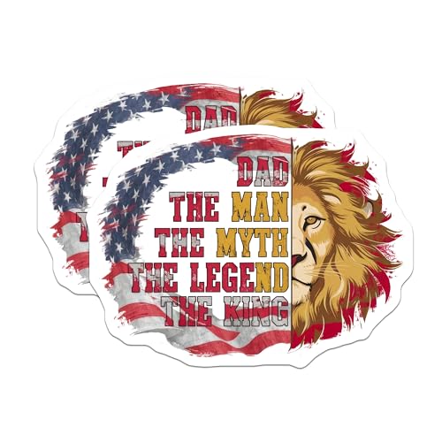 (2 Pack) Dad The Man The Myth The Legend The King Stickers - 5" On Longest Side - Sticks to Smooth Flat Surfaces - Made in USA - BMCS8649 - BMCS8649