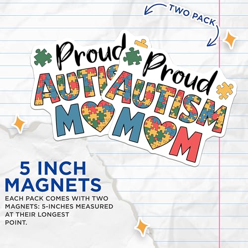 (2 Pack) Mother Awareness Decor Magnet - Puzzle Piece Heart Stickers - 5" On Longest Side - Sticks to Smooth Flat Surfaces - Made in USA - MAG10060