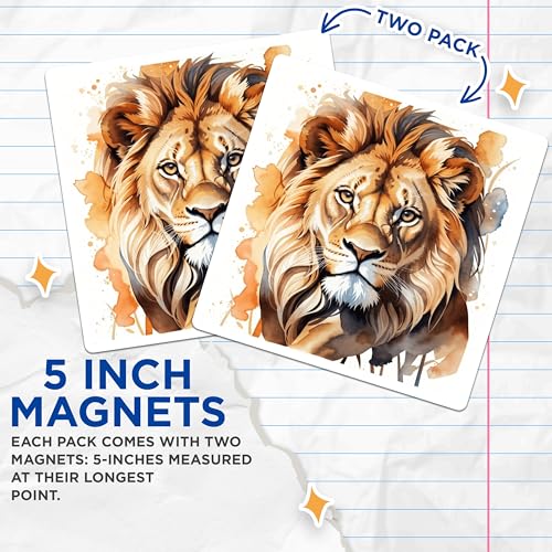 (2 Pack) Lion Magnets Magnets - 5" On Longest Side - Made in USA - Sticks to Refrigerators & Metal Surfaces - MAG8692
