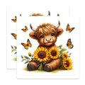 (2 Pack) Cute Highland Cow Magnets - Baby Calf Sunflowers - Whimsical Farm Animal Kitchen Decor - Refrigerator Locker Accent - 5 Inches On Longest Side - Thick Durable Magnet - Made in USA - MAG37096