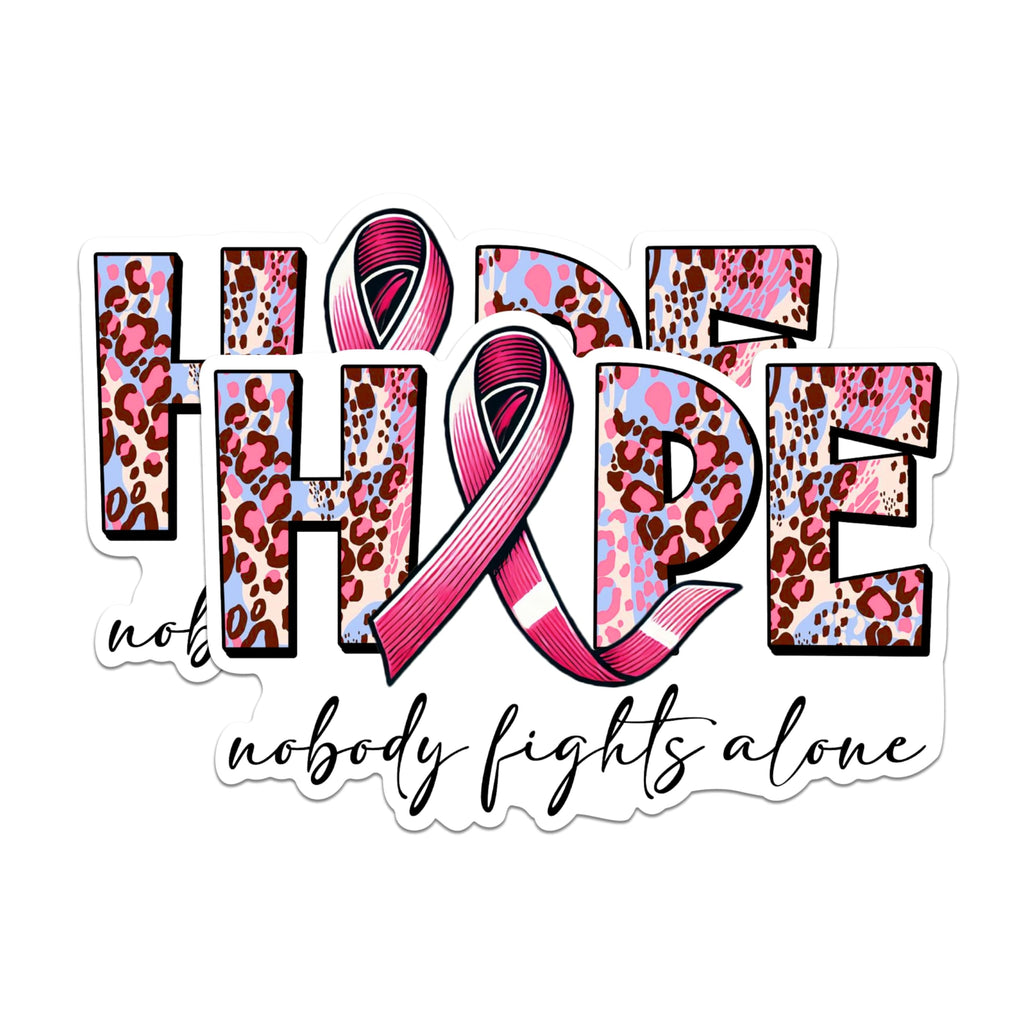 (2 Packs) Hope Nobody Fights Alone Magnets - Breast Cancer Awareness Magnets - 5 Inches On Longest Side - Premium Magnet - for Fridges, Toolboxes, Cars - Made in USA - MAG2435