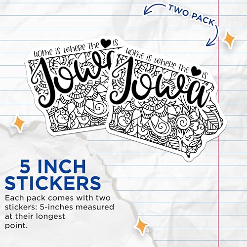 (2 Pack) Home is Where The Heart is Iowa Stickers - State Love - Mandala Design - 5" On Longest Side - Sticks to Smooth Flat Surfaces - Made in USA - BMCS9061