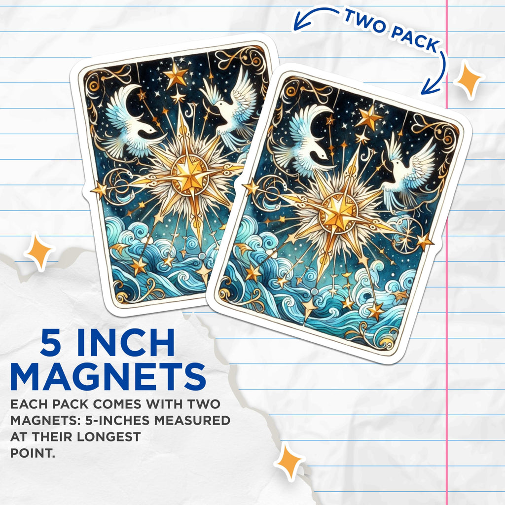 (2 Pack) Celestial Magnets - Starry Night - Dove Refrigerator Magnets - 5" On Longest Side - Premium Magnet - for Cars, Refrigerators, Toolboxes, Lockers - Made in USA - MAG15546