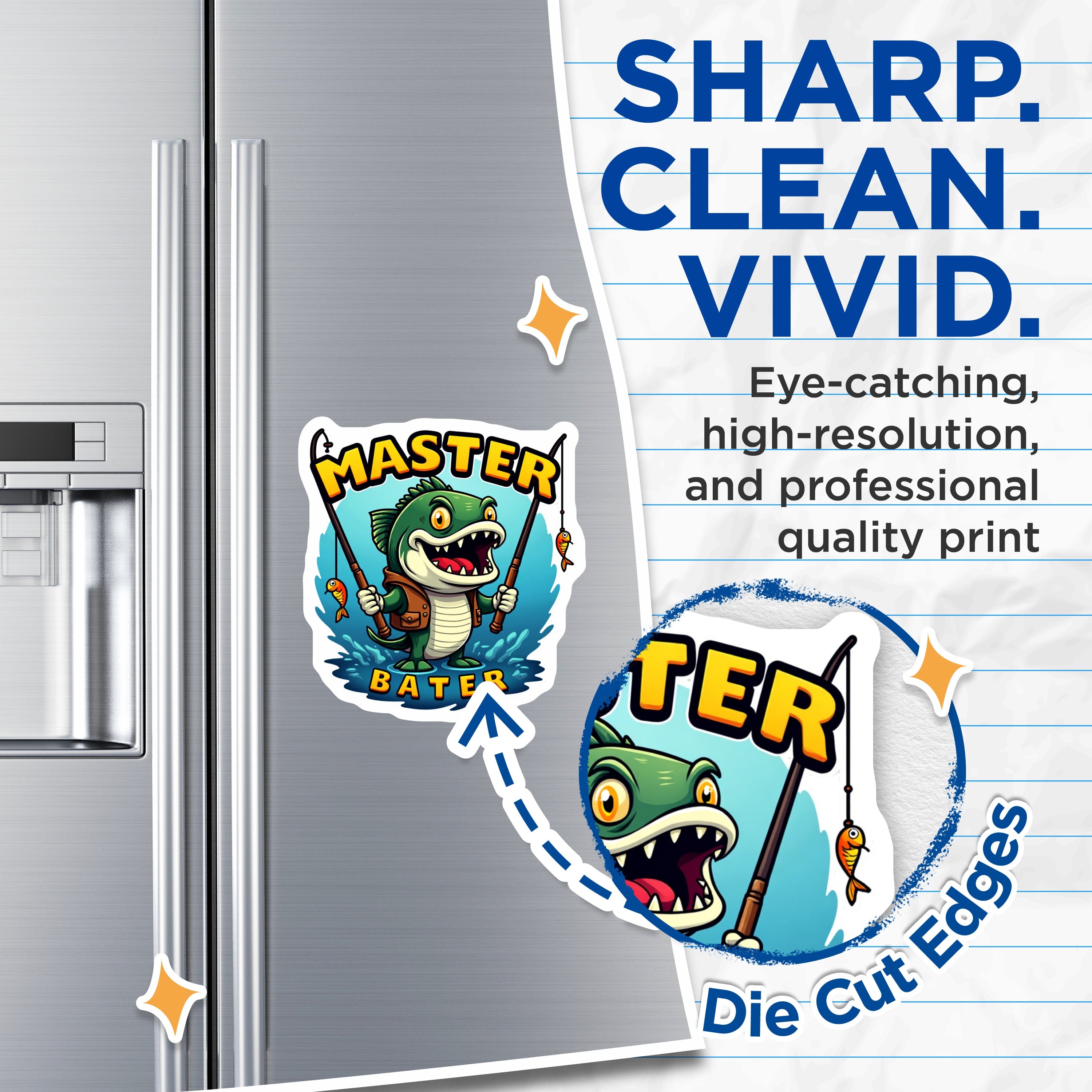 (2 Pack) Master Bater Magnets - Funny Fishing Humor for Fishermen - Dad's Man Cave Decor - Outdoorsman Novelty Item - 5 Inches On Longest Side - Thick Durable Magnet - Made in USA - MAG36540