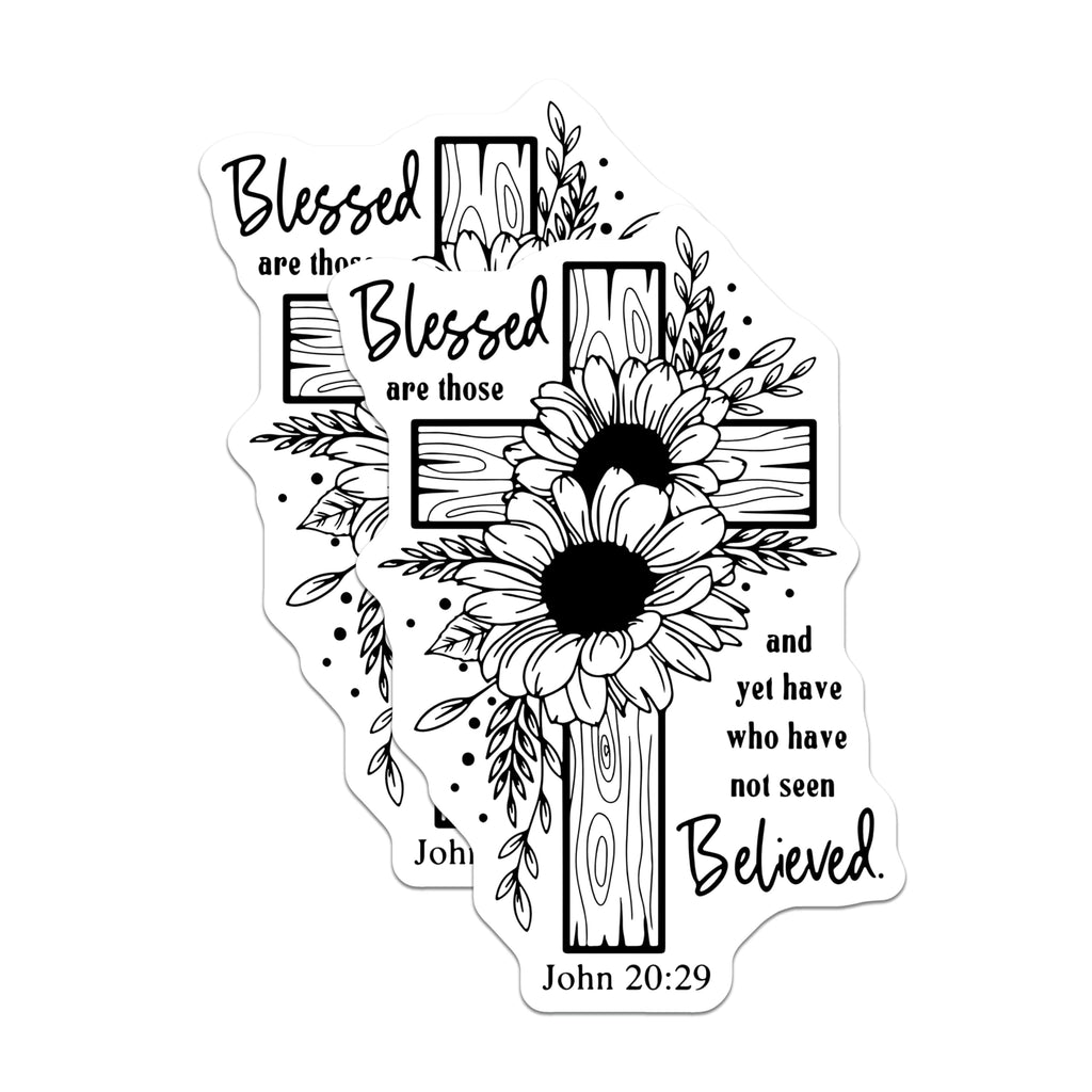 (2 Pack) Christian Magnets - Sunflower Cross - Religious Decor-Blessed are Those Magnets - 5" On Longest Side - Premium Magnet - for Cars, Refrigerators, Toolboxes, Lockers - Made in USA - MAG14476