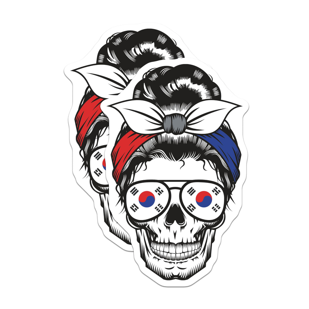 (2 Pack) Republic of Korea Skull Magnets - Korean Flag Magnet - Patriotic Magnets - 5" On Longest Side - Premium Magnet - for Cars, Refrigerators, Toolboxes, Lockers - Made in USA - MAG18940
