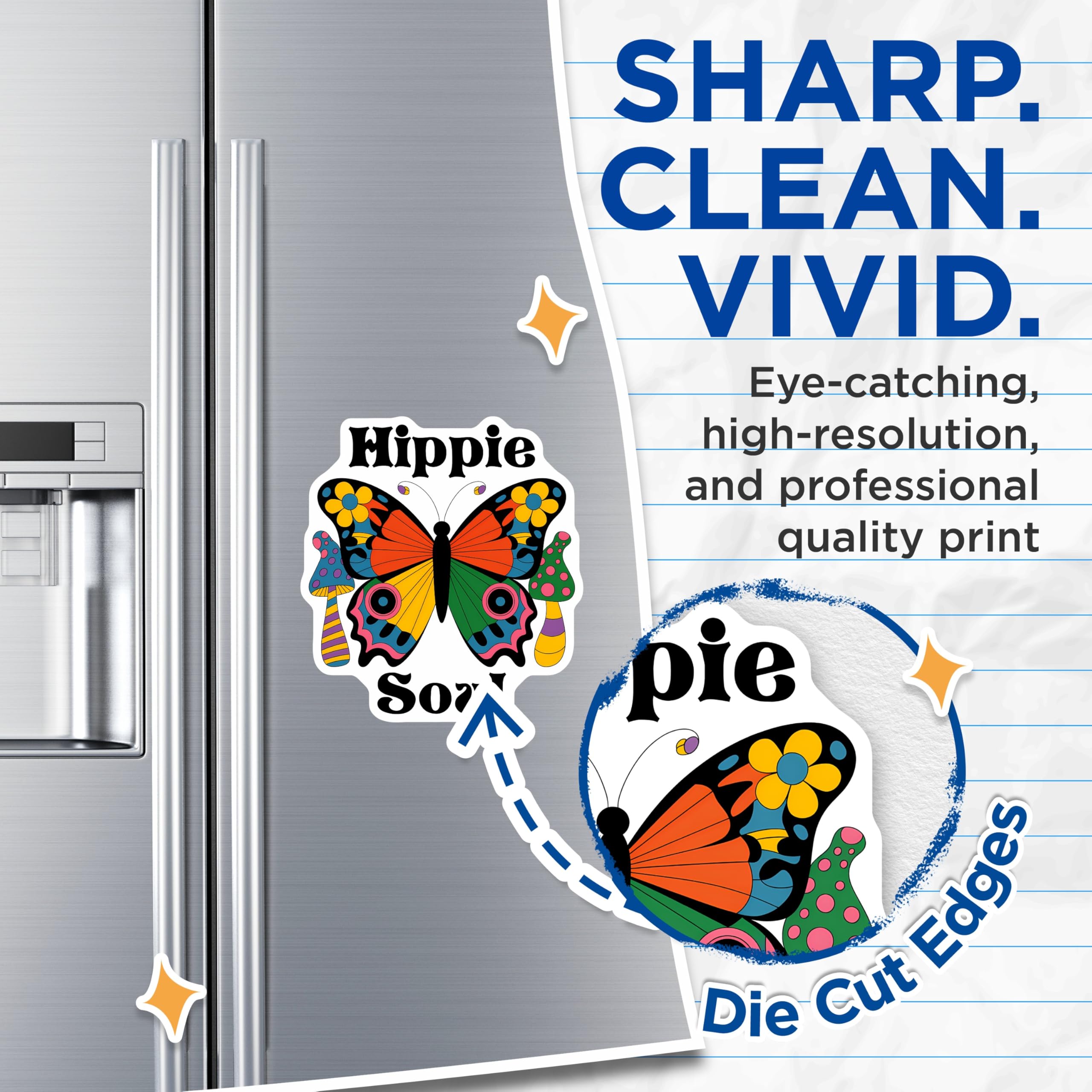 (2 Pack) Hippie Soul Magnets - Butterfly Decor - Retro Mushroom Magnets - 5" On Longest Side - Premium Magnet - for Cars, Refrigerators, Toolboxes, Lockers - Made in USA - MAG15380