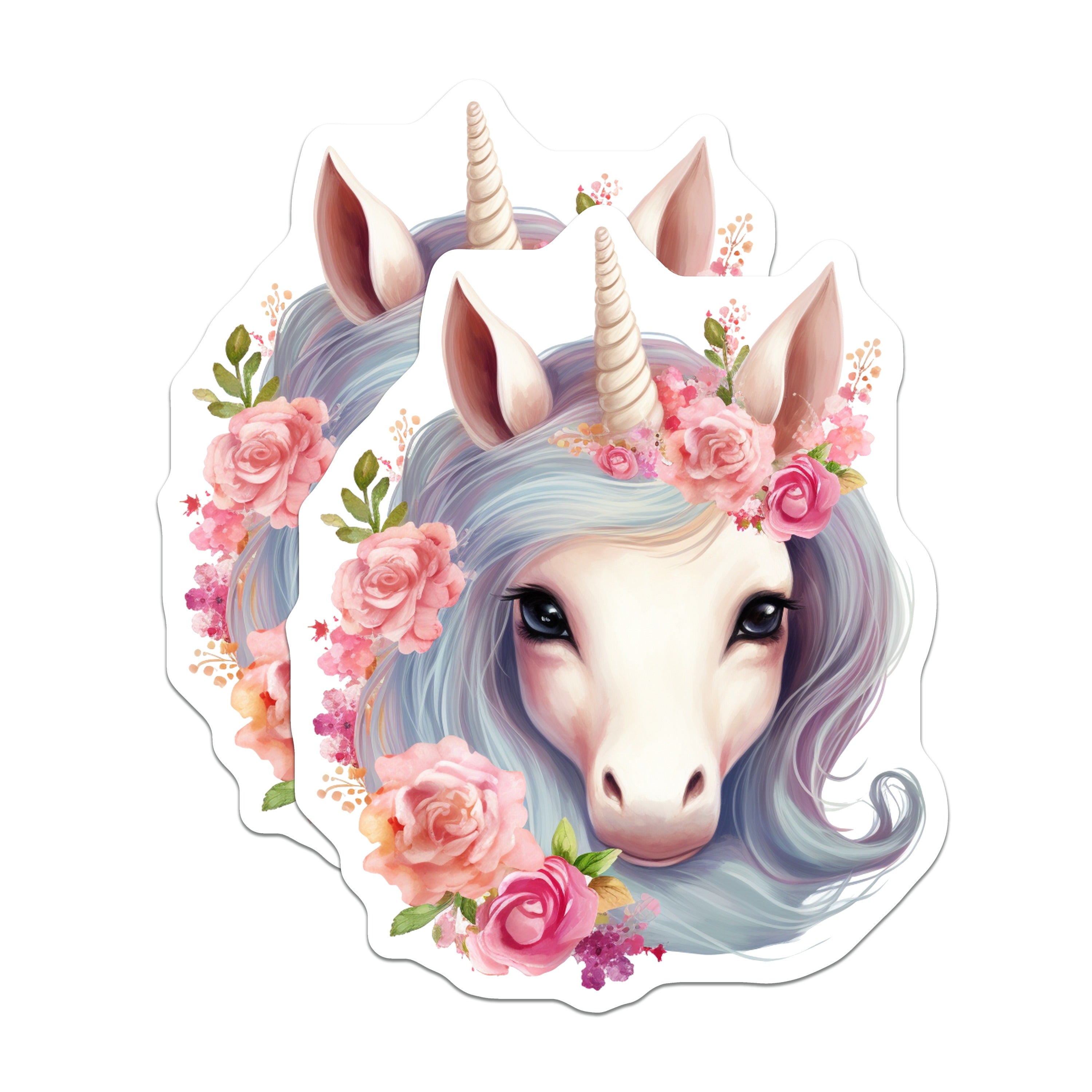 (2 Pack) Pastel Unicorn Magnets - Floral Decor - Magical Fantasy Art - Mythical Creature Decor - Fridge Accent - 5" - Durable Magnet - Made in USA - MAG38255