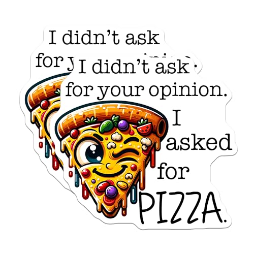 (2 Pack) Funny Pizza Quote Stickers - Humorous Food Decal - 5" On Longest Side - Sticks to Smooth Flat Surfaces - Made in USA - BMCS8787 - BMCS8787