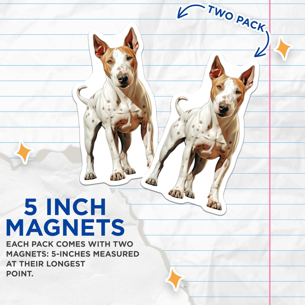 (2 Pack) Pit Bull Dog Magnets - American Staffordshire Terrier Art - Canine Lover Refrigerator Decor Accessories - 5 Inches On Longest Side - Thick Durable Magnet - Made in USA - MAG23876