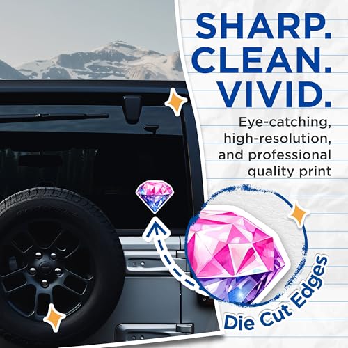 (2 Pack) Geometric Jewel Stickers - Colorful Diamond - Vibrant Gem - 5" On Longest Side - Sticks to Smooth Flat Surfaces - Made in USA - BMCS6605