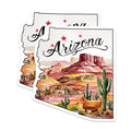 (2 Pack) Arizona Desert Stickers - Cactus and Mountains - Southwest Art Travel Decal - 5" On Longest Side - Sticks to Smooth Flat Surfaces - Made in USA - BMCS6277