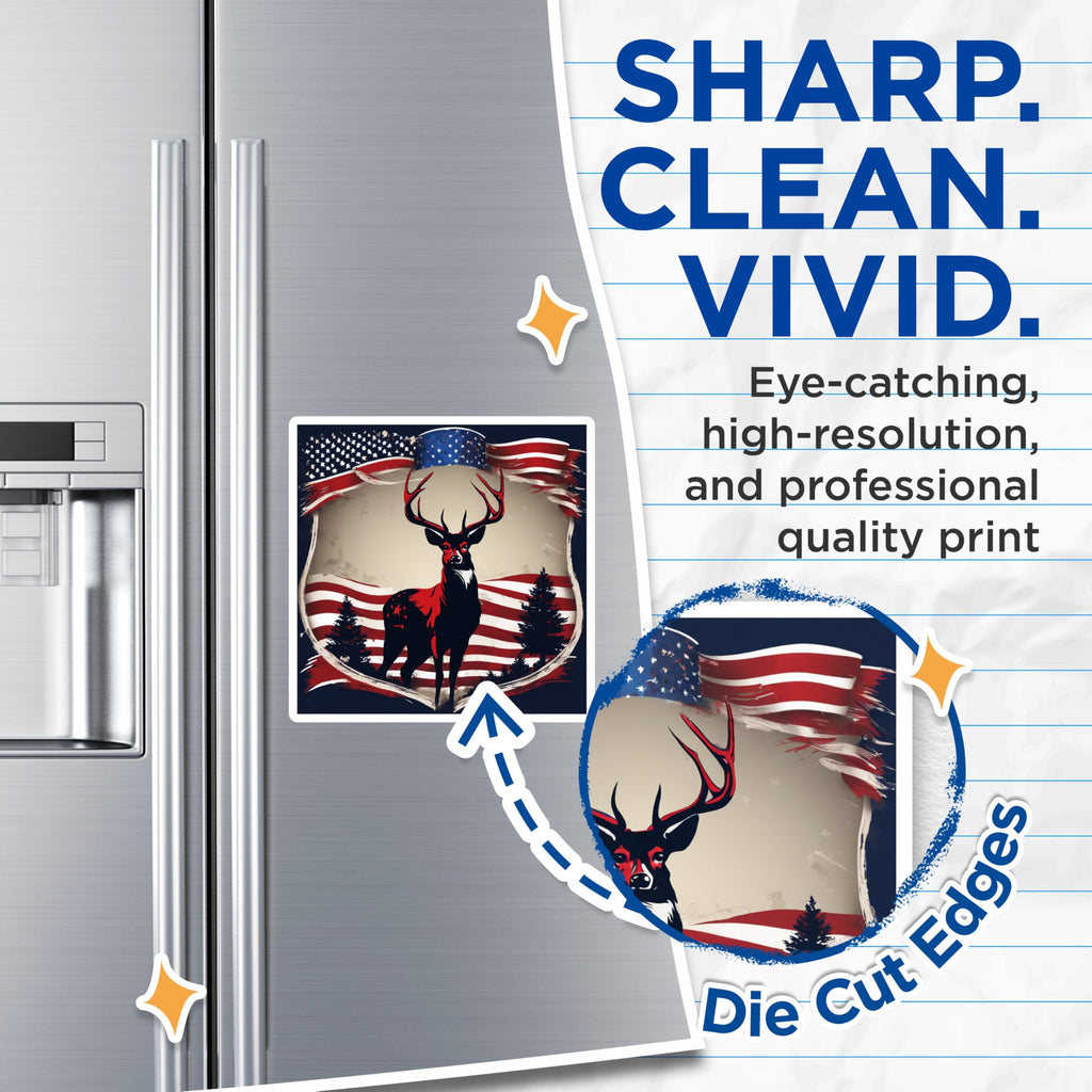 (2 Pack) American Flag Deer Magnets - Patriotic Wildlife Art - USA Hunting Decor - 5 Inches On Longest Side - Thick Durable Magnet - Made in USA - MAG19937