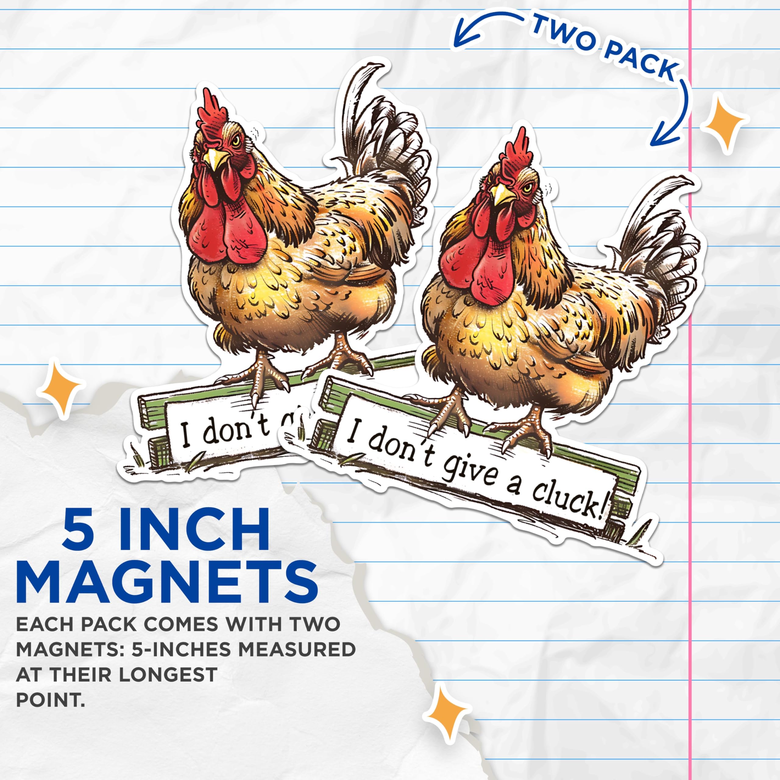 (2 Pack) Funny Chicken Magnets - Farmhouse Animal Magnets - Humorous Kitchen DÃƒÂ©cor Magnets- 5" On Longest Side - for Fridges, Toolboxes, Cars - Made in USA - MAG2597